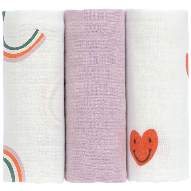LÄSSIG Lot de 3 Langes Happy Rascals - Coeur Lavande