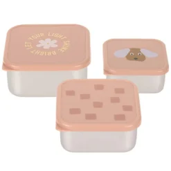 LÄSSIG Lot de 3 Petites Boîtes à Goûter Pattern Part - Rose