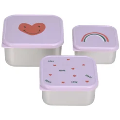 LÄSSIG Lot de 3 Petites Boîtes à Goûter Happy Rascals - Coeur