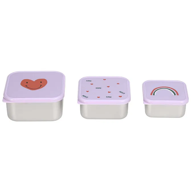 LÄSSIG Lot de 3 Petites Boîtes à Goûter Happy Rascals - Coeur