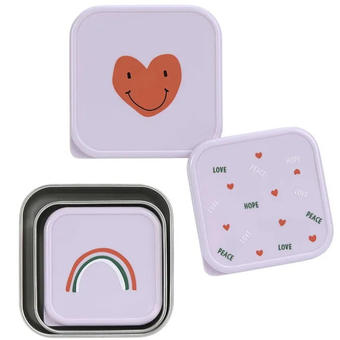 LÄSSIG Lot de 3 Petites Boîtes à Goûter Happy Rascals - Coeur