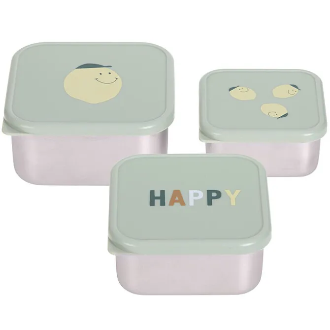 LÄSSIG Lot de 3 Petites Boîtes à Goûter Happy Fruit - Citron