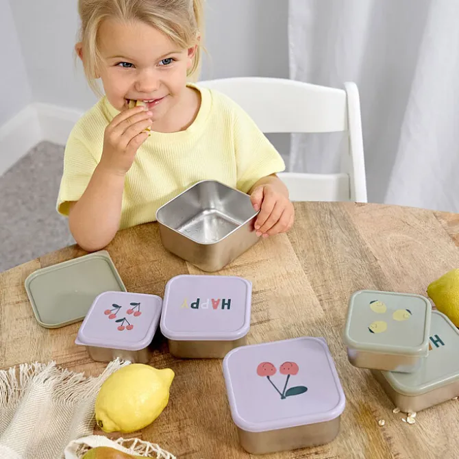 LÄSSIG Lot de 3 Petites Boîtes à Goûter Happy Fruit - Citron