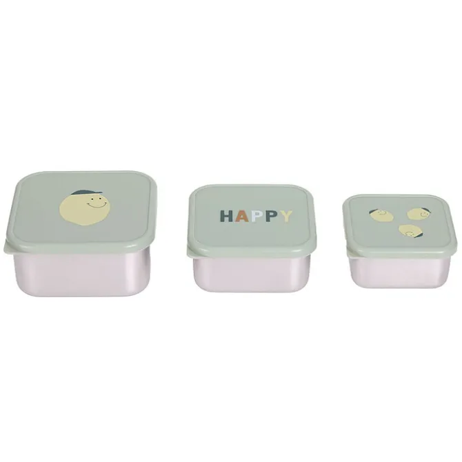 LÄSSIG Lot de 3 Petites Boîtes à Goûter Happy Fruit - Citron