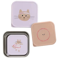 LÄSSIG Lot de 3 Petites Boîtes à Goûter Tiny Team - Chat