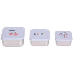 LÄSSIG Lot de 3 Petites Boîtes à Goûter Happy Fruits - Cerise