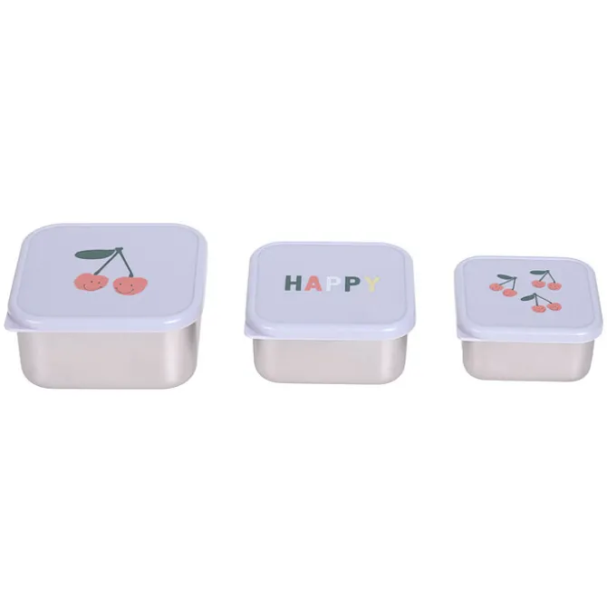 LÄSSIG Lot de 3 Petites Boîtes à Goûter Happy Fruits - Cerise