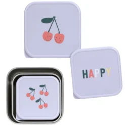 LÄSSIG Lot de 3 Petites Boîtes à Goûter Happy Fruits - Cerise
