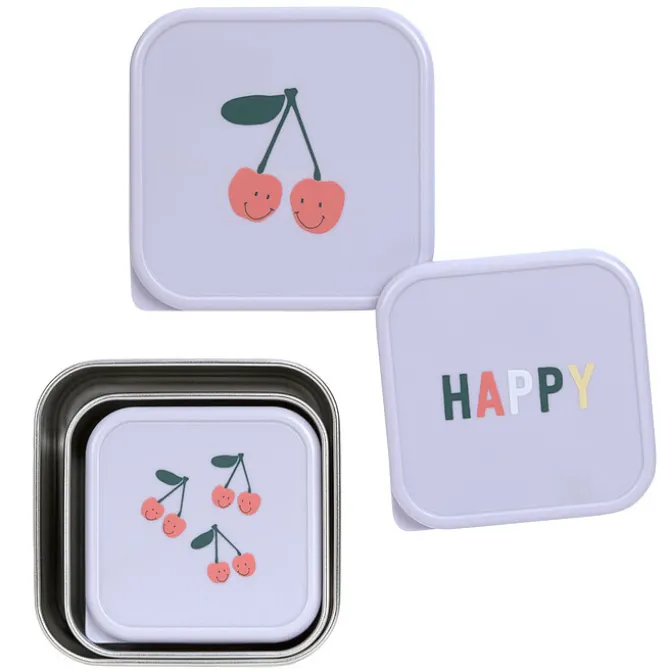 LÄSSIG Lot de 3 Petites Boîtes à Goûter Happy Fruits - Cerise