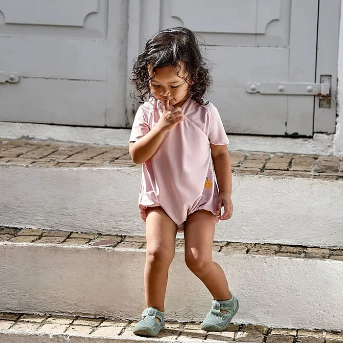 LÄSSIG Maillot de Bain 1 Pièce Manches Courtes Rose Pâle - 2/3 Ans