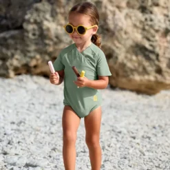 LÄSSIG Maillot de Bain 1 Pièce Manches Courtes Vert - 18/24 Mois
