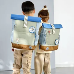 LÄSSIG Mini Sac à Dos Rolltop Sunny Explorer - Vert Bleu