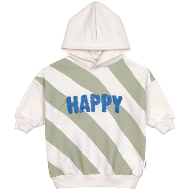 LÄSSIG Sweat à Capuche Little Gang Happy Blanc Kaki - 1/2 Ans
