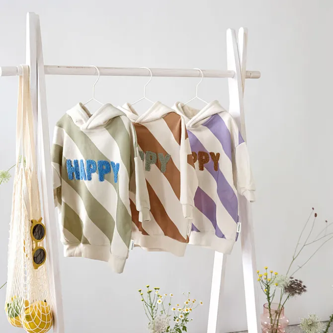 LÄSSIG Sweat à Capuche Little Gang Happy Blanc Lilas - 1/2 Ans