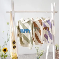 LÄSSIG Sweat à Capuche Little Gang Happy Blanc Kaki - 2/4 Ans