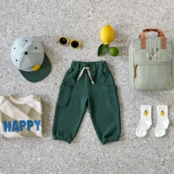 LÄSSIG Sweat Little Gang Happy Blanc Kaki - 1/2 Ans