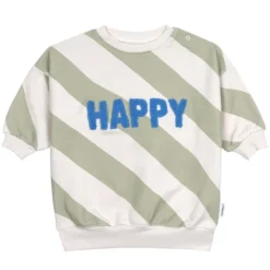LÄSSIG Sweat Little Gang Happy Blanc Kaki - 1/2 Ans