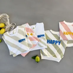 LÄSSIG Sweat Little Gang Happy Blanc Rose - 1/2 Ans