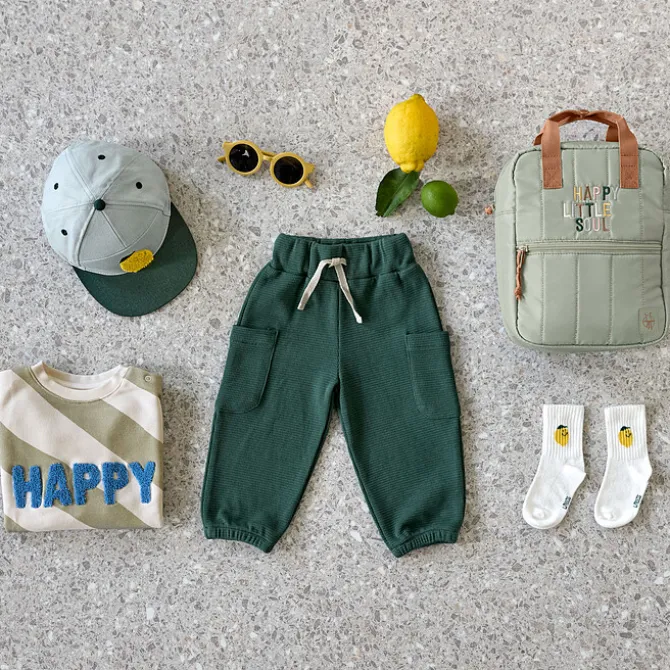 LÄSSIG Sweat Little Gang Happy Blanc Kaki - 3/6 Mois