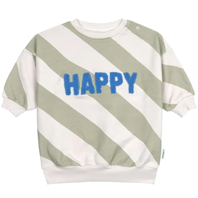 LÄSSIG Sweat Little Gang Happy Blanc Kaki - 3/6 Mois