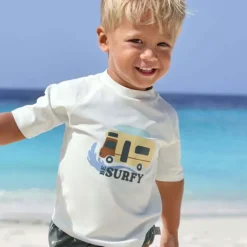 LÄSSIG T-shirt Anti-UV Manches Courtes Camper Ecru - 3/6 Mois