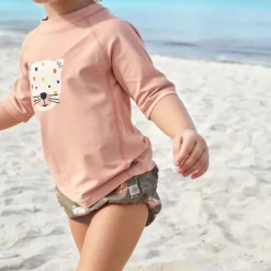 LÄSSIG T-shirt Anti-UV Manches courtes Desert Aventure Léopard Rose - 6/12 Mois