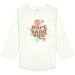 LÄSSIG T-shirt Anti-UV Manches Longues Fleurs Ecru - 3/6 Mois