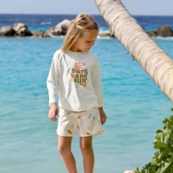 LÄSSIG T-shirt Anti-UV Manches Longues Fleurs Ecru - 12/18 Mois