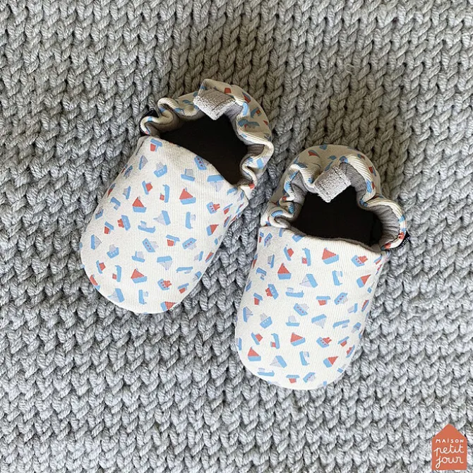 Maison Petit Jour Chaussons en Coton Les Bateaux - 16/17