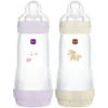 MAM Lot de 2 Biberons Anti-coliques Easy Lilas et Sable - 320 ml