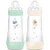 MAM Lot de 2 Biberons Anti-coliques Easy Menthe et Coton - 320 ml