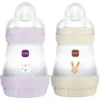 MAM Lot de 2 Biberons Anti-coliques Easy Start Lilas et Sable - 160 ml