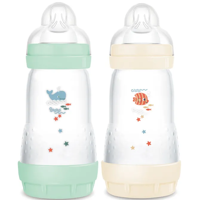 MAM Lot de 2 Biberons Anti-coliques Easy Start Menthe et Coton - 260 ml