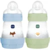 MAM Lot de 2 Biberons Anti-coliques Easy Start Océan et Vert - 160 ml