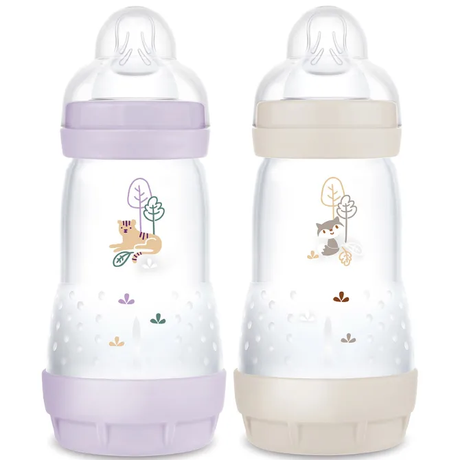 MAM Lot de 2 Biberons Anti-coliques Easy Start Lilas et Sable - 260 ml
