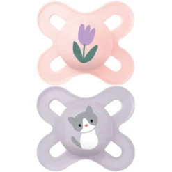 MAM Lot de 2 Sucettes Original Naissance Fleur et Chaton - 0/2 Mois
