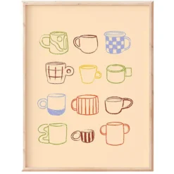 Ma petite vie Affiche Les Tasses - 40 x 30 cm