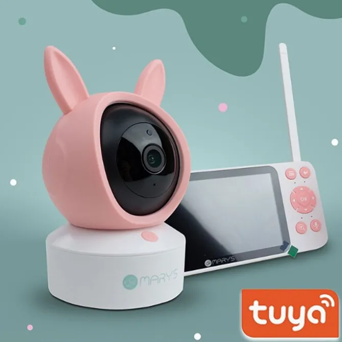 mary's Ecoute-bébé Wi-Fi Caméra 2-en-1 - Pink Rabbit