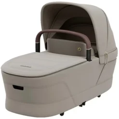 Maxi-Cosi Poussette Trio Fame Cabin - Siège Auto Coral Slide Pro i-Size Groupe 0+ - Nacelle Fame Cabin - Sangle de Transport Coral Slide Pro - Adaptateur Fame Coral Slide Pro - Saphire Sand