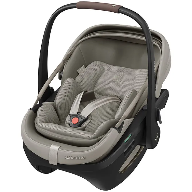 Maxi-Cosi Poussette Trio Fame Cabin - Siège Auto Coral Slide Pro i-Size Groupe 0+ - Nacelle Fame Cabin - Sangle de Transport Coral Slide Pro - Adaptateur Fame Coral Slide Pro - Saphire Sand
