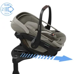 Maxi-Cosi Poussette Trio Fame Cabin - Siège Auto Coral Slide Pro i-Size Groupe 0+ - Nacelle Fame Cabin - Sangle de Transport Coral Slide Pro - Adaptateur Fame Coral Slide Pro - Saphire Sand