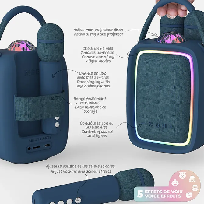MOB Enceinte Karaoké Portable avec Projecteur Singy Party - Dark Blue