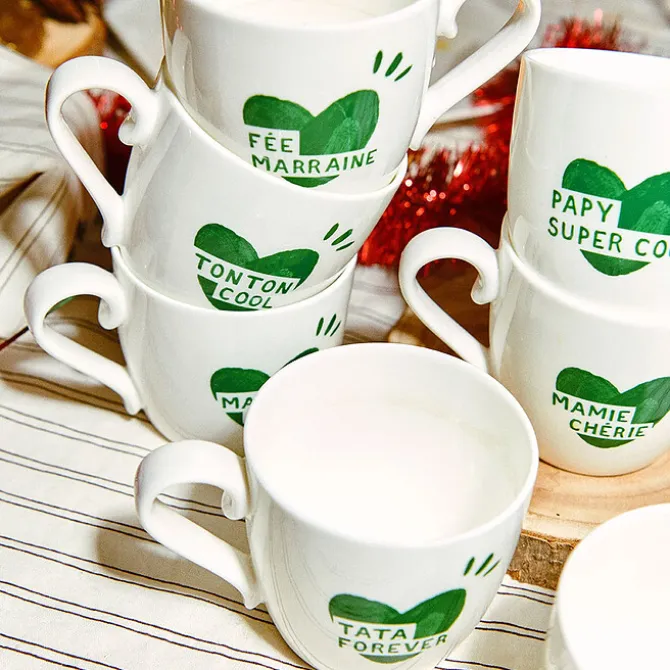 émoi émoi Mug Coeur Vert Sapin - Papy Super Cool