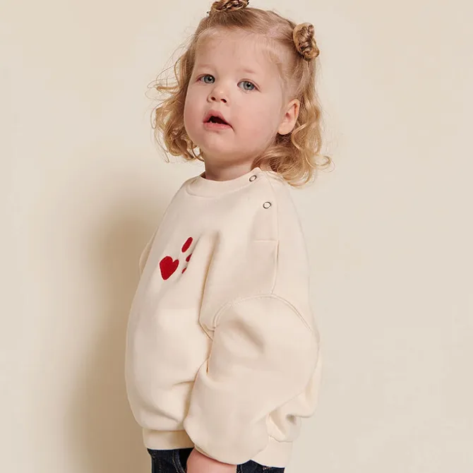 émoi émoi Sweat L'Amour est Déclaré Crème Rouge - 4 Ans