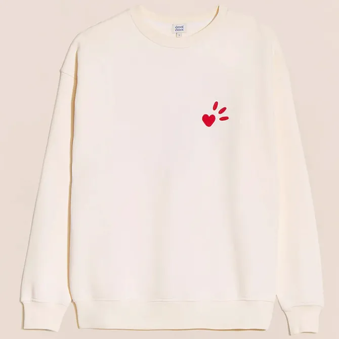 émoi émoi Sweat L'Amour est Déclaré Crème Rouge - XL