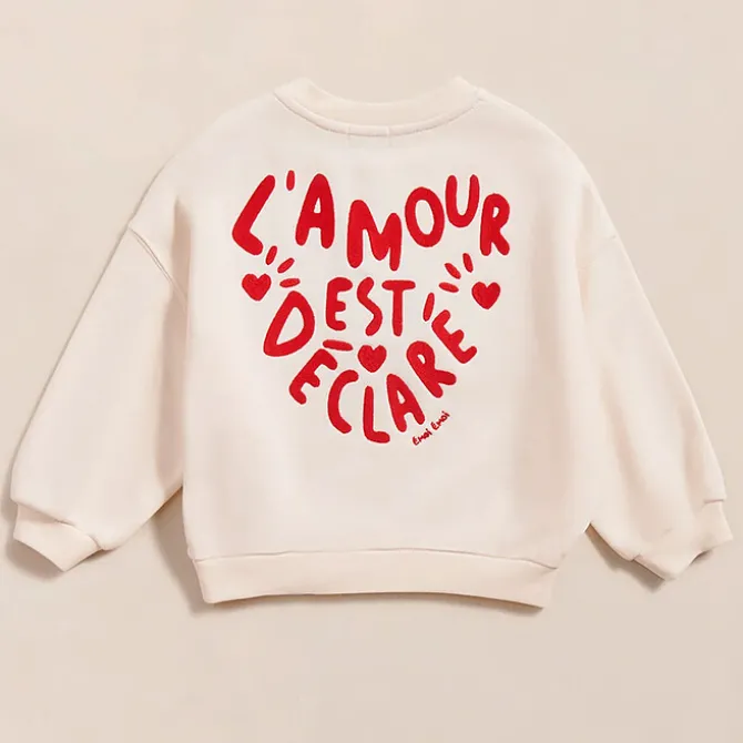 émoi émoi Sweat L'Amour est Déclaré Crème Rouge - 2 Ans
