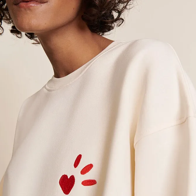 émoi émoi Sweat L'Amour est Déclaré Crème Rouge - M