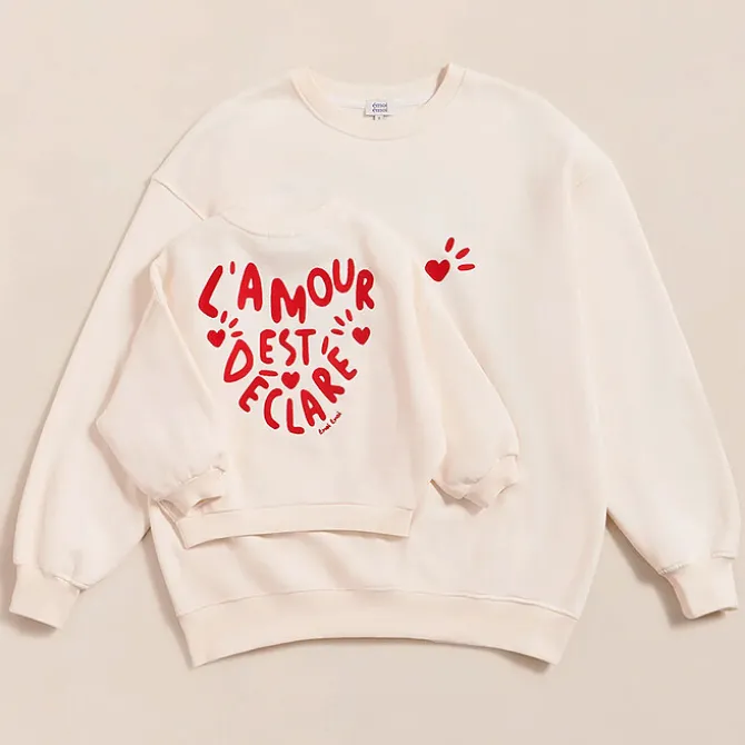 émoi émoi Sweat L'Amour est Déclaré Crème Rouge - S