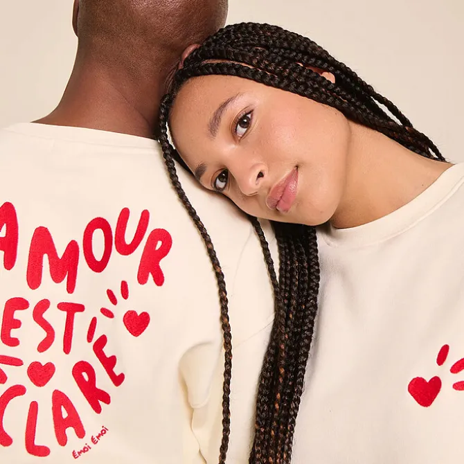 émoi émoi Sweat L'Amour est Déclaré Crème Rouge - S