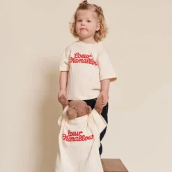 émoi émoi T-shirt Coeur Chamallow Crème - 2 Ans